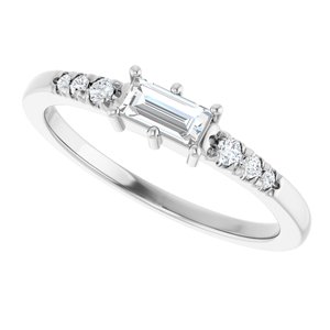 18K White Gold 5x2.5 mm Straight Baguette Ring Mounting – image 8