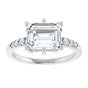 18K White Gold 9x7 mm Emerald Ring Mounting – image 5
