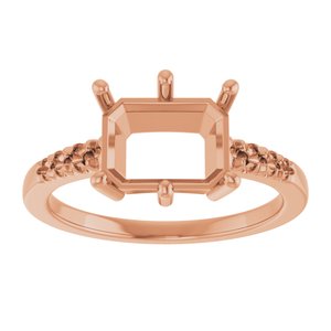 10K Rose Gold 9x7 mm Emerald Ring Mounting – image 6