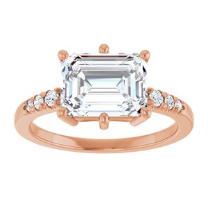 18K Rose Gold 9x7 mm Emerald Ring Mounting – image 5