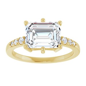 14K Yellow Gold 9x7 mm Emerald Ring Mounting – image 5