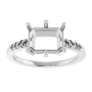 Continuum Sterling Silver 9x7 mm Emerald Ring Mounting – image 6