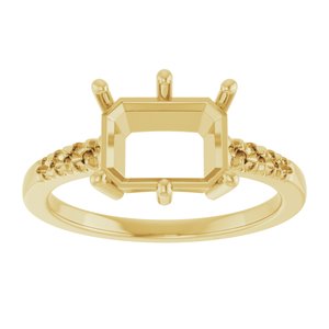 18K Yellow Gold 9x7 mm Emerald Ring Mounting – image 6