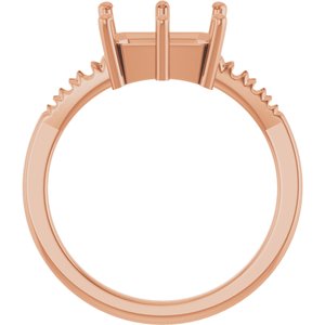 10K Rose Gold 9x7 mm Emerald Ring Mounting – image 4