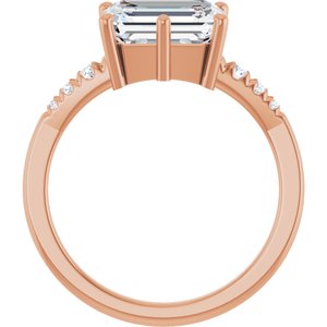 10K Rose Gold 9x7 mm Emerald Ring Mounting – image 3