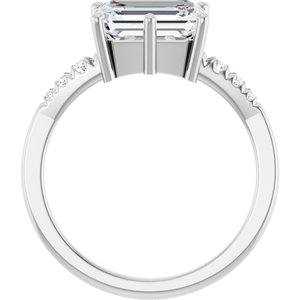 14K White Gold 9x7 mm Emerald Ring Mounting – image 3