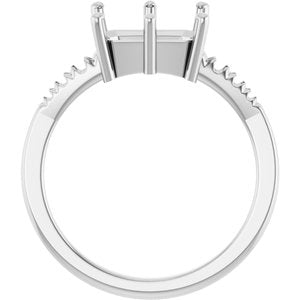 14K White Gold 9x7 mm Emerald Ring Mounting – image 4