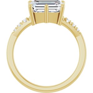18K Yellow Gold 9x7 mm Emerald Ring Mounting – image 3