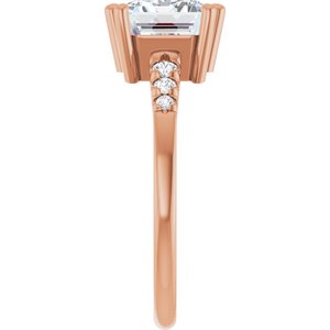 18K Rose Gold 9x7 mm Emerald Ring Mounting – image 7