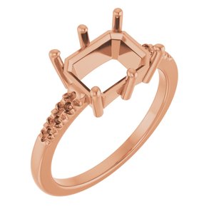 10K Rose Gold 9x7 mm Emerald Ring Mounting – image 2