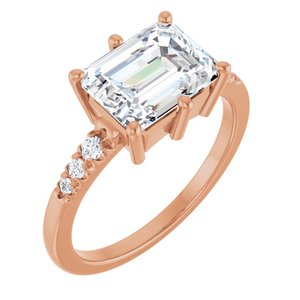 18K Rose Gold 9x7 mm Emerald Ring Mounting
