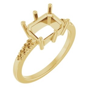 14K Yellow Gold 9x7 mm Emerald Ring Mounting – image 2