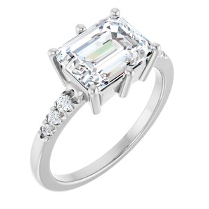 Platinum 9x7 mm Emerald Ring Mounting