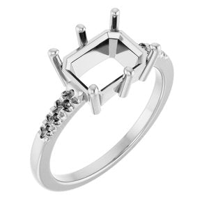 Continuum Sterling Silver 9x7 mm Emerald Ring Mounting – image 2