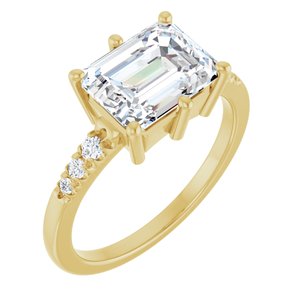 10K Yellow Gold 9x7 mm Emerald Ring Mounting