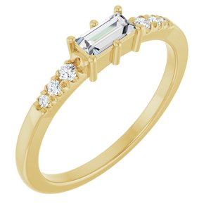 10K Yellow Gold 5x2.5 mm Straight Baguette Ring Mounting