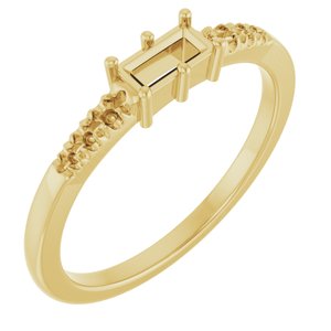 10K Yellow Gold 5x2.5 mm Straight Baguette Ring Mounting – image 2