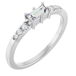 18K White Gold 5x2.5 mm Straight Baguette Ring Mounting