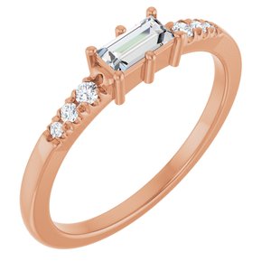 14K Rose Gold 5x2.5 mm Straight Baguette Ring Mounting