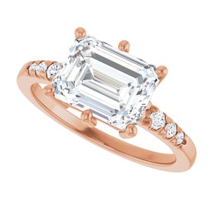 10K Rose Gold 9x7 mm Emerald Ring Mounting – image 8