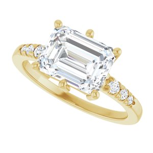 10K Yellow Gold 9x7 mm Emerald Ring Mounting – image 8