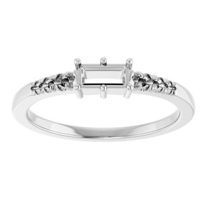 14K X1 White Gold 5x2.5 mm Straight Baguette Ring Mounting – image 6