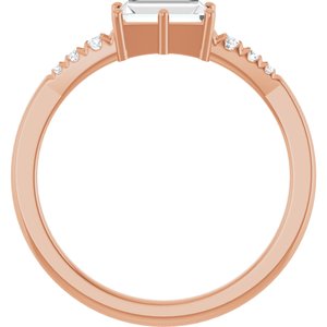 10K Rose Gold 6x3 mm Straight Baguette Ring Mounting – image 3