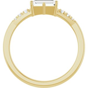 18K Yellow Gold 6x3 mm Straight Baguette Ring Mounting – image 3