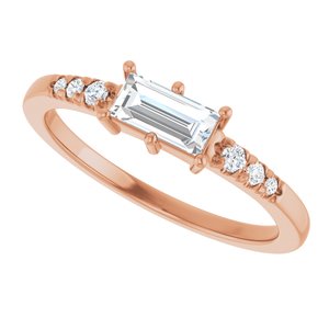 10K Rose Gold 6x3 mm Straight Baguette Ring Mounting – image 8