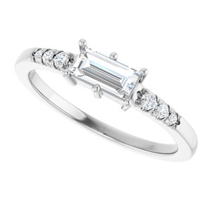 Sterling Silver 6x3 mm Straight Baguette Ring Mounting – image 8