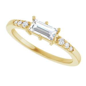14K Yellow Gold 6x3 mm Straight Baguette Ring Mounting – image 8