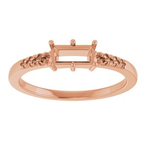10K Rose Gold 6x3 mm Straight Baguette Ring Mounting – image 6