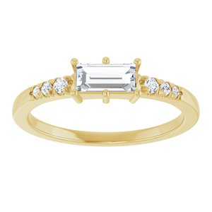 14K Yellow Gold 6x3 mm Straight Baguette Ring Mounting – image 5