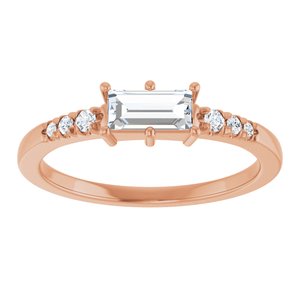 10K Rose Gold 6x3 mm Straight Baguette Ring Mounting – image 5