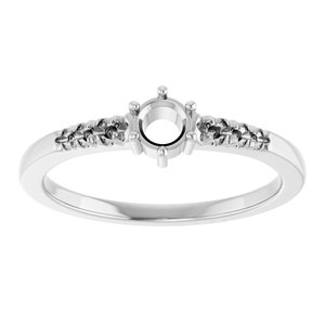 14K White Gold 3.75 mm Round Ring Mounting – image 6
