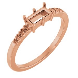 10K Rose Gold 6x3 mm Straight Baguette Ring Mounting – image 2