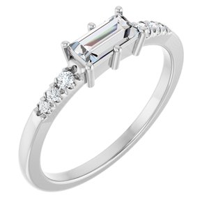 Continuum Sterling Silver 6x3 mm Straight Baguette Ring Mounting