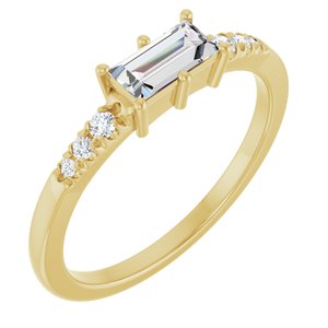 14K Yellow Gold 6x3 mm Straight Baguette Ring Mounting