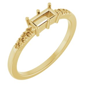 14K Yellow Gold 6x3 mm Straight Baguette Ring Mounting – image 2