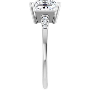 14K White Gold 7x7 mm Square Ring Mounting – image 7