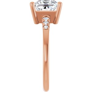 18K Rose Gold 7x7 mm Square Ring Mounting – image 7