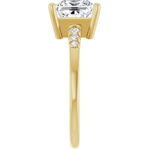 14K Yellow Gold 7x7 mm Square Ring Mounting – image 7