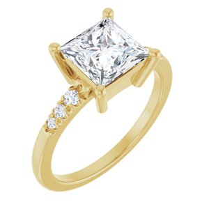10K Yellow Gold 7x7 mm Square Ring Mounting