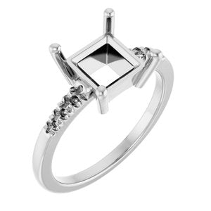 Sterling Silver 7x7 mm Square Ring Mounting – image 2