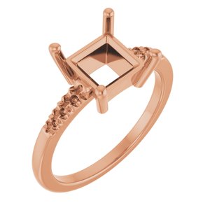14K Rose Gold 7x7 mm Square Ring Mounting – image 2