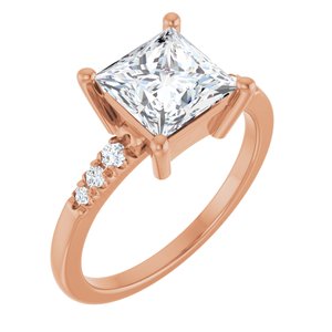 18K Rose Gold 7x7 mm Square Ring Mounting
