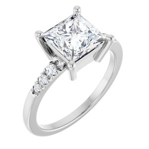 Sterling Silver 7x7 mm Square Ring Mounting