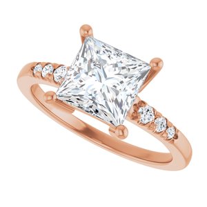 18K Rose Gold 7x7 mm Square Ring Mounting – image 8