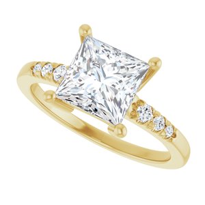 10K Yellow Gold 7x7 mm Square Ring Mounting – image 8