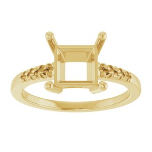 18K Yellow Gold 7x7 mm Square Ring Mounting – image 6